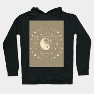 Yin and Yang Zodiac Moon Graphic Hoodie